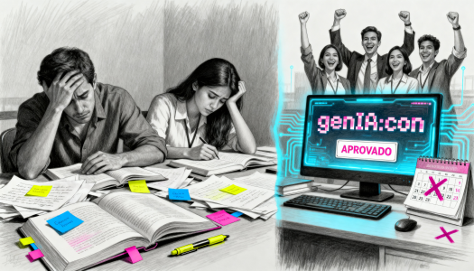 Comparação entre método tradicional de estudos caótico e método genIA:con organizado levando à aprovação